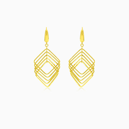 Boucles d'oreilles pendantes géométriques carrées en or jaune