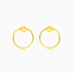 Yellow gold circle ball hoop earring