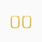 Rectangular hoop gold earrings