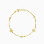 Brazalete de cadena delicado con flores
