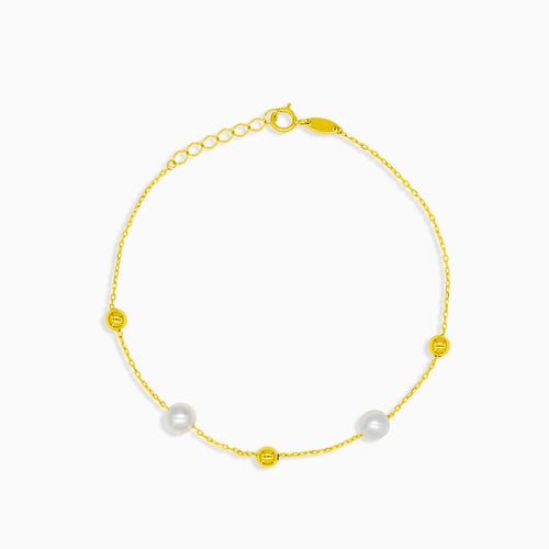 Perlový náramek se zlatými korálky