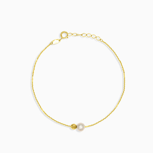 Náramek s perlou a zlatým korálkem