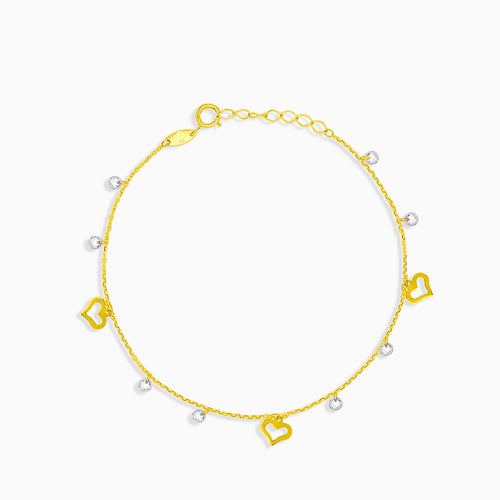 Kettenarmband mit herabhängenden Herzen und Steinen