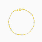 Eleven pearl gold chain bracelet