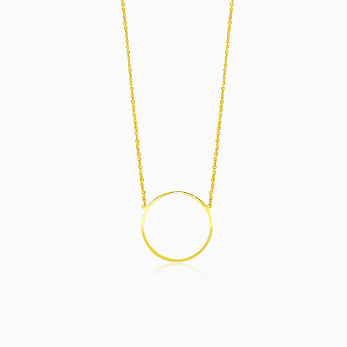 Modern gold necklace with a circle