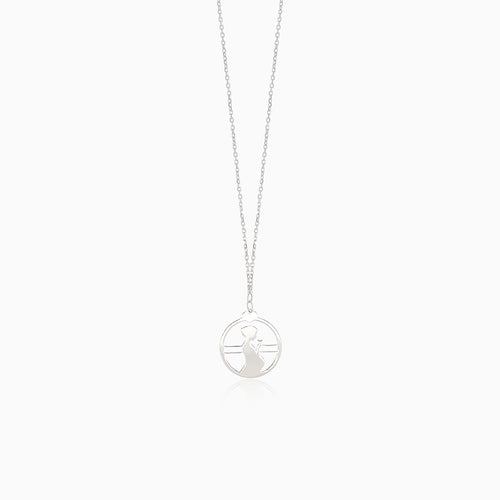 White gold necklace with pregnant woman silhouette