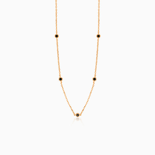 Náhrdelník z růžového zlata s onyxy