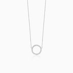 Fine gold circle necklace with cubic zirconia