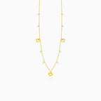 Zlatý náhrdelník srdci a zirkony