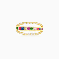 Multi color yellow gold ring