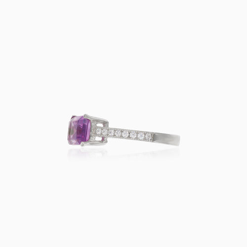 Amethyst silver statement ring