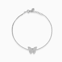 Silbernes Schmetterlingsarmband mit Zirkonia