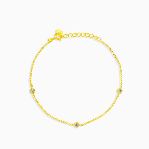 Stříbrný pozlacený náramek se zirkony