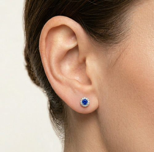 Round blue earrings