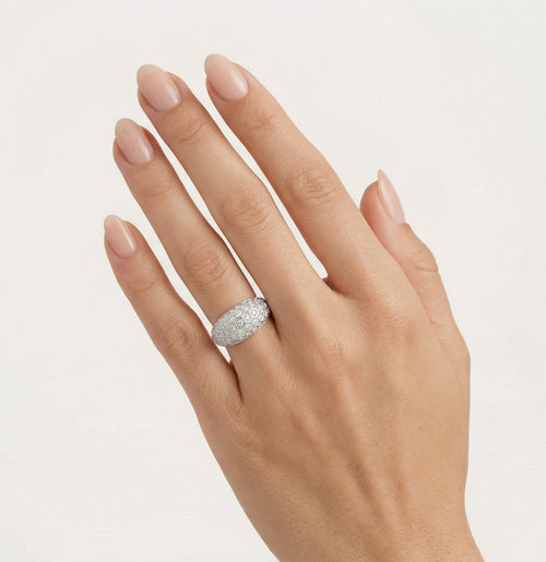 Eleganter fünfreihiger Silber-Damenring