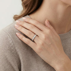 Shiny silver cubic zirconia ring