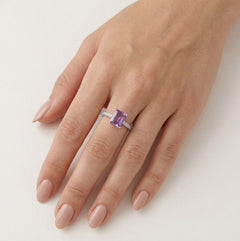 Amethyst silver statement ring