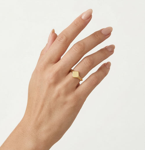 Rhombus yellow gold ring