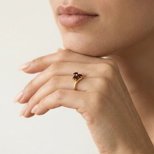Garnet brilliance trio ring