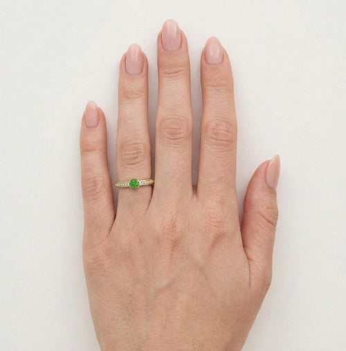 Emerald and diamond gold ring