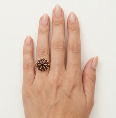 Bague en grenat élégante « Graceful Steps » en or jaune