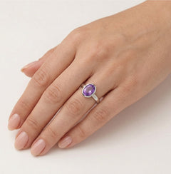Silberring mit ovalem Amethyst