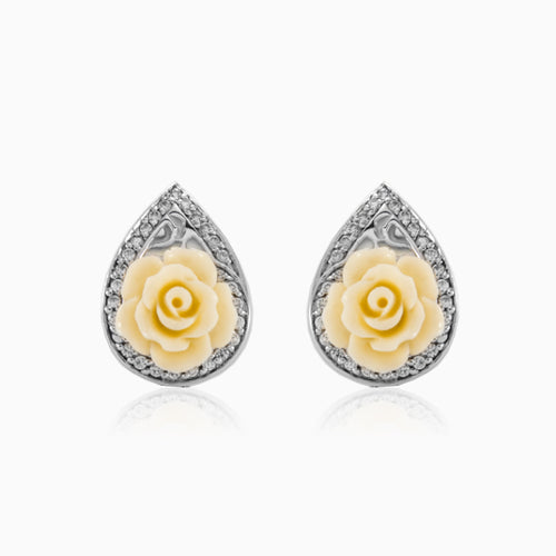 Náušnice bílá růže