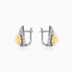 Náušnice bílá růže