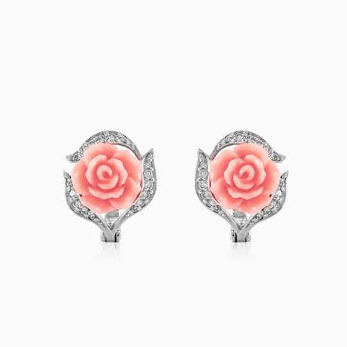 Peach rose earrings