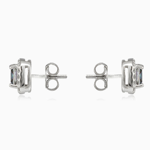 Square royal mystic topaz studs