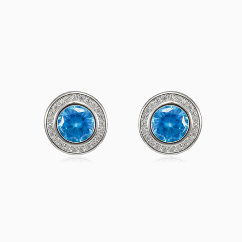 Bezel halo topaz stud earrings