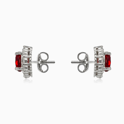 Pendientes de botón Royal en cuarzo rojo.