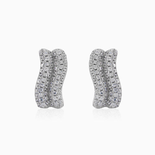 Pendientes ondulados de plata