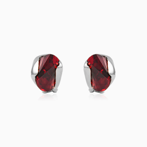 Small garnet pyramid earrings
