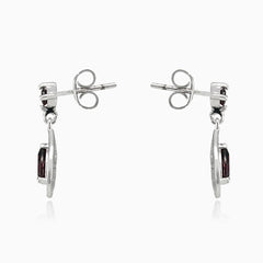 Boucles d’oreilles pendantes en grenat taille poire