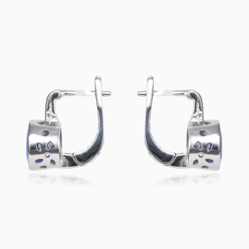 Stříberné kulaté náušnice modrý opál