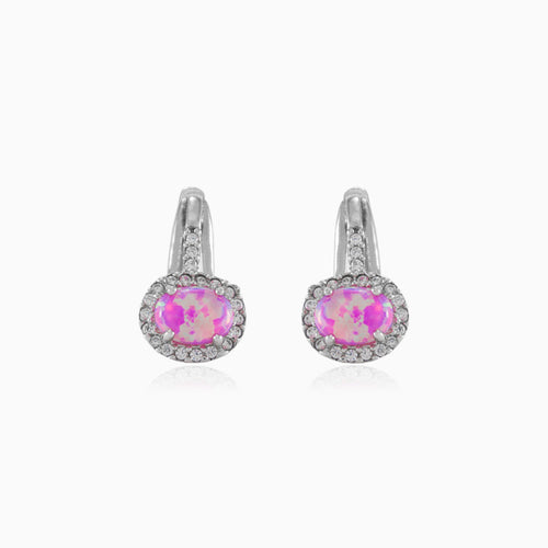 Boucles d’oreilles en argent avec opale rose