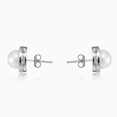 Pendientes halo de plata con perlas