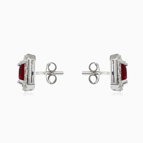 Square red quartz studs