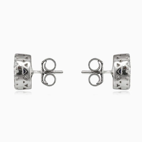 Round halo red quartz studs