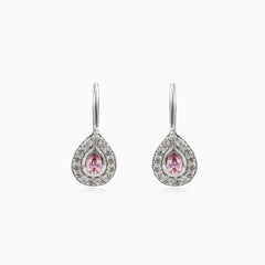 Boucles d’oreilles en quartz rose taille poire