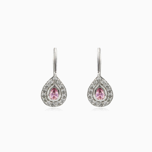 Boucles d’oreilles en quartz rose taille poire