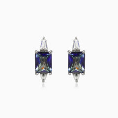 Boucles d’oreilles en topaze mystique rectangulaire