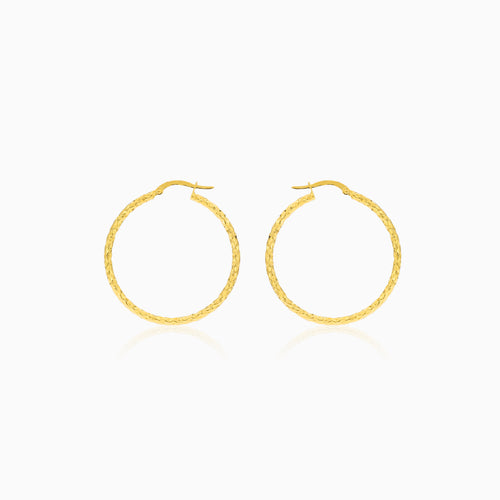 Diamond polished gold hoops