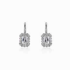 Boucles d’oreilles halo blanches rectangulaires