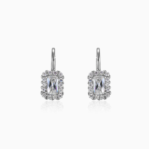 Boucles d’oreilles halo blanches rectangulaires