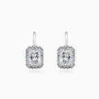 Boucles d’oreilles en or blanc avec zircon cubique rectangulaire