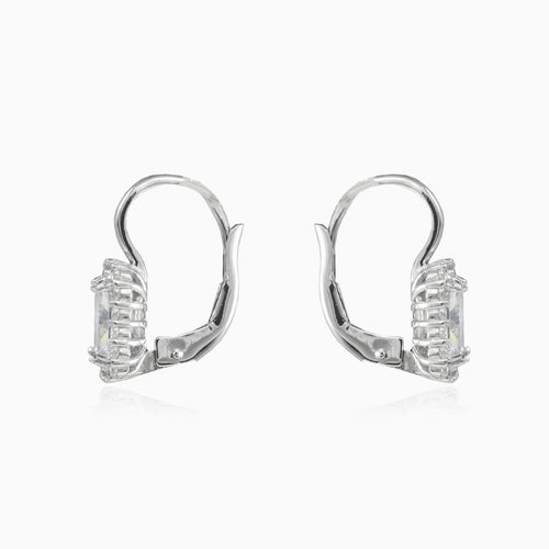 Boucles d’oreilles en or blanc avec zircon cubique rectangulaire
