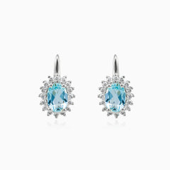 Pendientes reales de aguamarina y diamante
