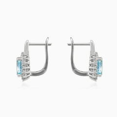 Pendientes reales de aguamarina y diamante